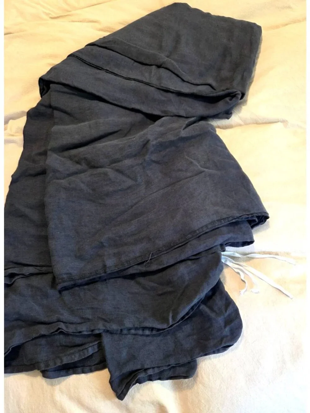 Crate & Barrel Natural Hemp King Duvet Cover Navy Oeko-Tex Standard 100